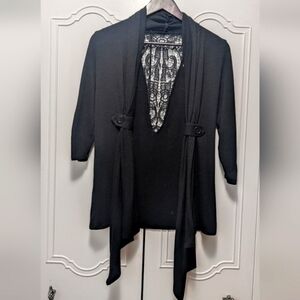 Almost Famous Black Cardigan Sweater with Tie Waist
